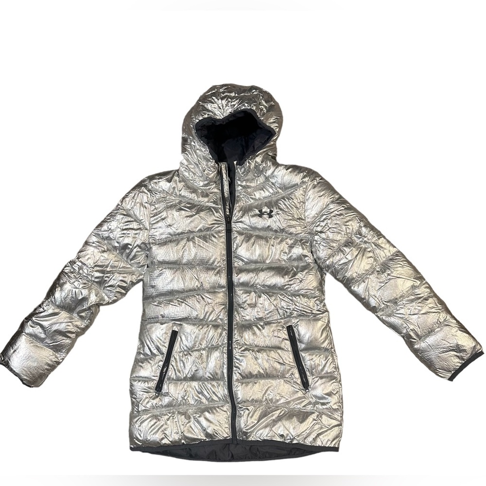 Under Armour Puffer Coat • Metallic Silver • Kids’ Large